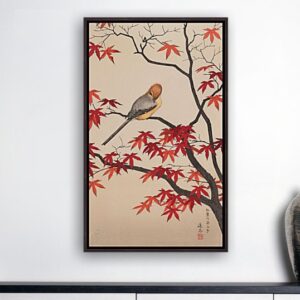 Japonská umělecká reprodukce “Autumn” ze série Birds of the Four Seasons od Tōshi Yoshida